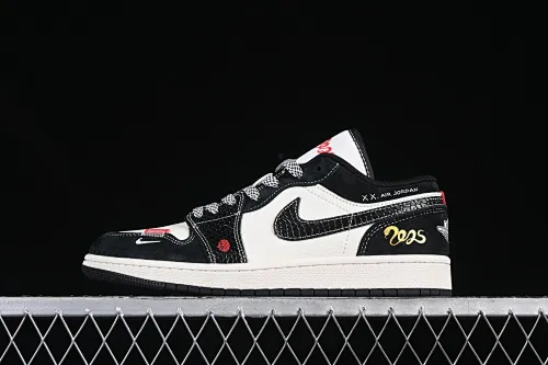 All categories Air Jordan Jordan series basketball shoes Air Jordan 1 Low High-end customized low-top sneakers Air Jordan 1 Low AJ1 Joe 1 Year of the Snake limited white and black snake pattern low-top cultural casual sneakers SJ9950-056